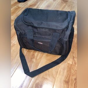 American Tourister Vintage Black Carry On Weekender Travel Duffle Bag with Strap